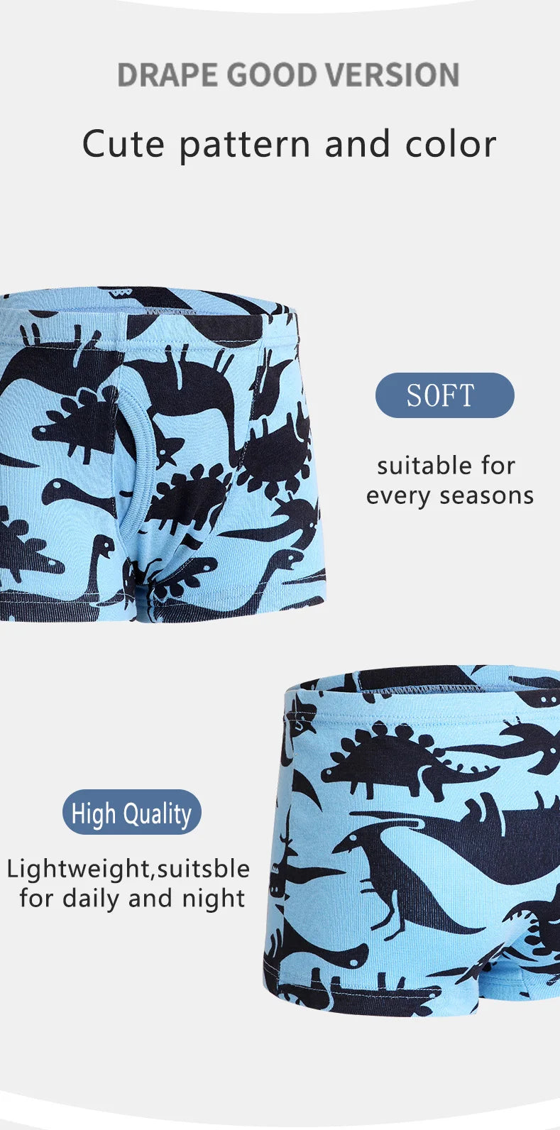 6 Pcs Baby Toddler Boys' Underwear,  100% Cotton Little Boys Briefs Soft Dinosaur Truck Boxer Briefs