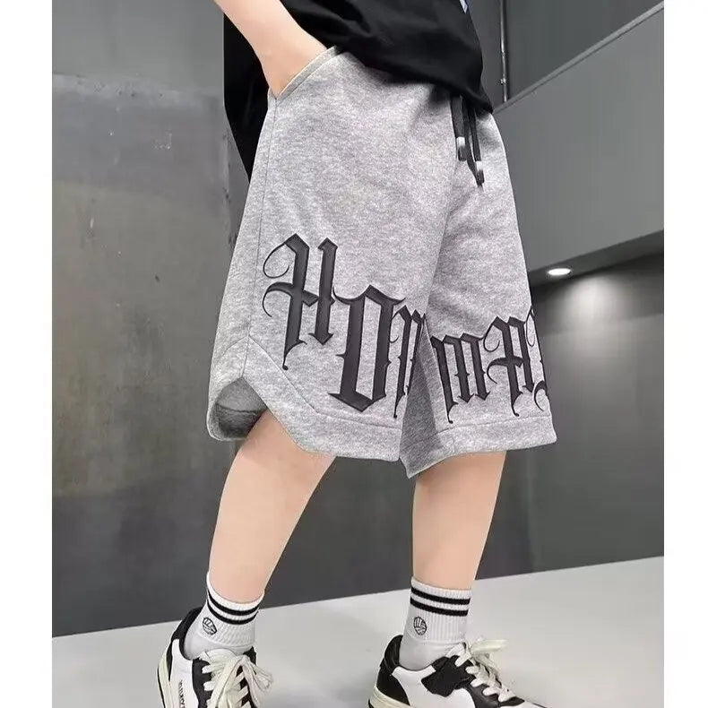 Loose Style Children Summer Shorts for Boy New Letter Print Short Pants Outdoor Casual Sports Shorts Korean Children's Clothing