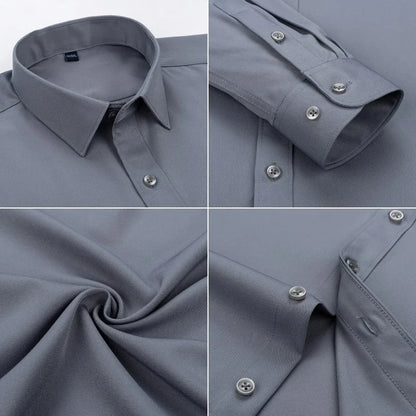 New Men's Shirts Long Sleeve Dress Shirts For Men Slim Fit Social Business Blouse White Blue Office Shirt Men Clothing