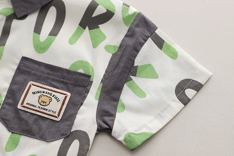 Baby Boys Summer Clothes Set Two-Piece Letter Print Short-Sleeved Shirt+Pants Children's Clothing For Kids Casual Sports Wear