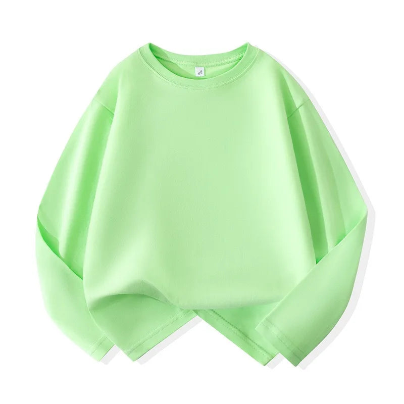 Girls Boys Long Sleeve T-Shirts Casual Kids Pure Cotton O-neck Solid Tee Tops Spring Blouse T Shirt for Teens Girl Clothes 3-14Y