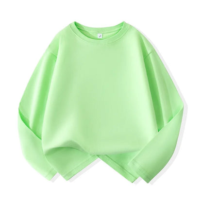 Girls Boys Long Sleeve T-Shirts Casual Kids Pure Cotton O-neck Solid Tee Tops Spring Blouse T Shirt for Teens Girl Clothes 3-14Y