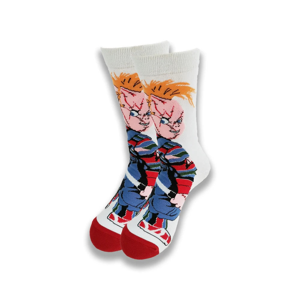 Young people in cartoon socks wear all kinds of cute pattern men's socks.
