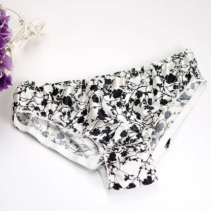 Silk Underwear Women's Large Size XXL e Breathable Antibacterial Low Waist Comfortable Innerwear Daily Use Cartoon Pat...