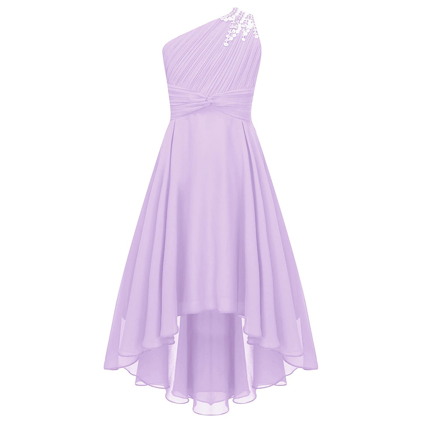 2025 Teens Girl's Dress for Wedding Party Sequin One Shoulder Princess Formal Gown for Holy Communion Chiffon Flower Girl Dress