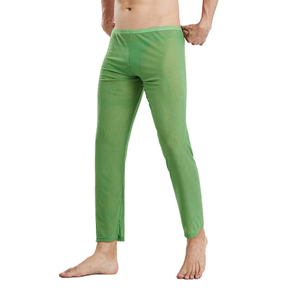 Men's Sexy Soft Mesh Sheer See-through Stretch Pants Trousers Sleepwear Hot Translucent Men Pants Homewear