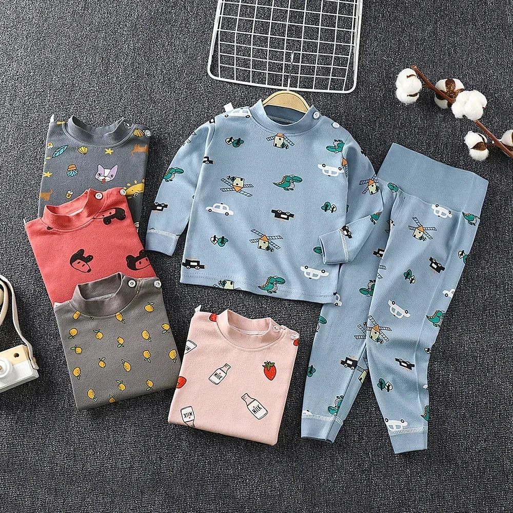 Baby Pajamas Children's Underwear Suit Boys and Girls' Pure Cotton High-waisted Autumn Clothes Autumn Pants Home Clothes