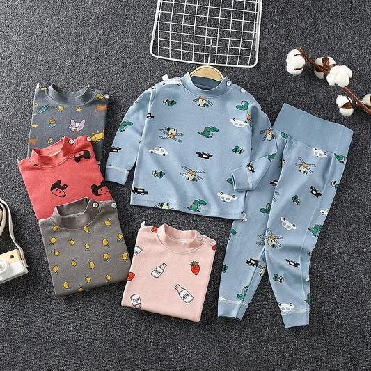 Baby Pajamas Children's Underwear Suit Boys and Girls' Pure Cotton High-waisted Autumn Clothes Autumn Pants Home Clothes