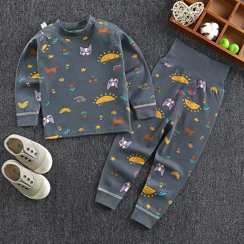 Baby Pajamas Children's Underwear Suit Boys and Girls' Pure Cotton High-waisted Autumn Clothes Autumn Pants Home Clothes