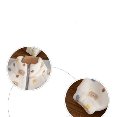 Baby Girl clothes new plush thickened two-piece set of fleece cartoon casual home clothes children's tops and bottom sets