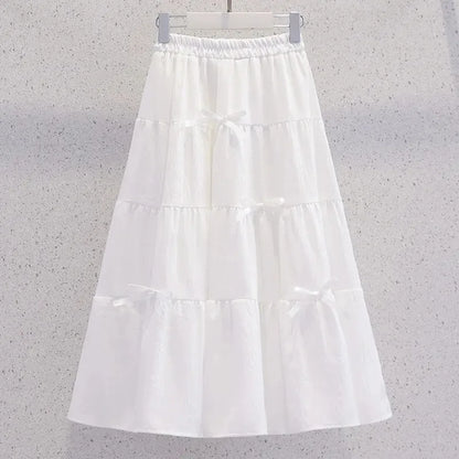 Summer Teenage Girls Clothes Set Children O-Neck Tshirt and Mid Skirt Suit Student School Short Sleeve Top Bottom Outfits