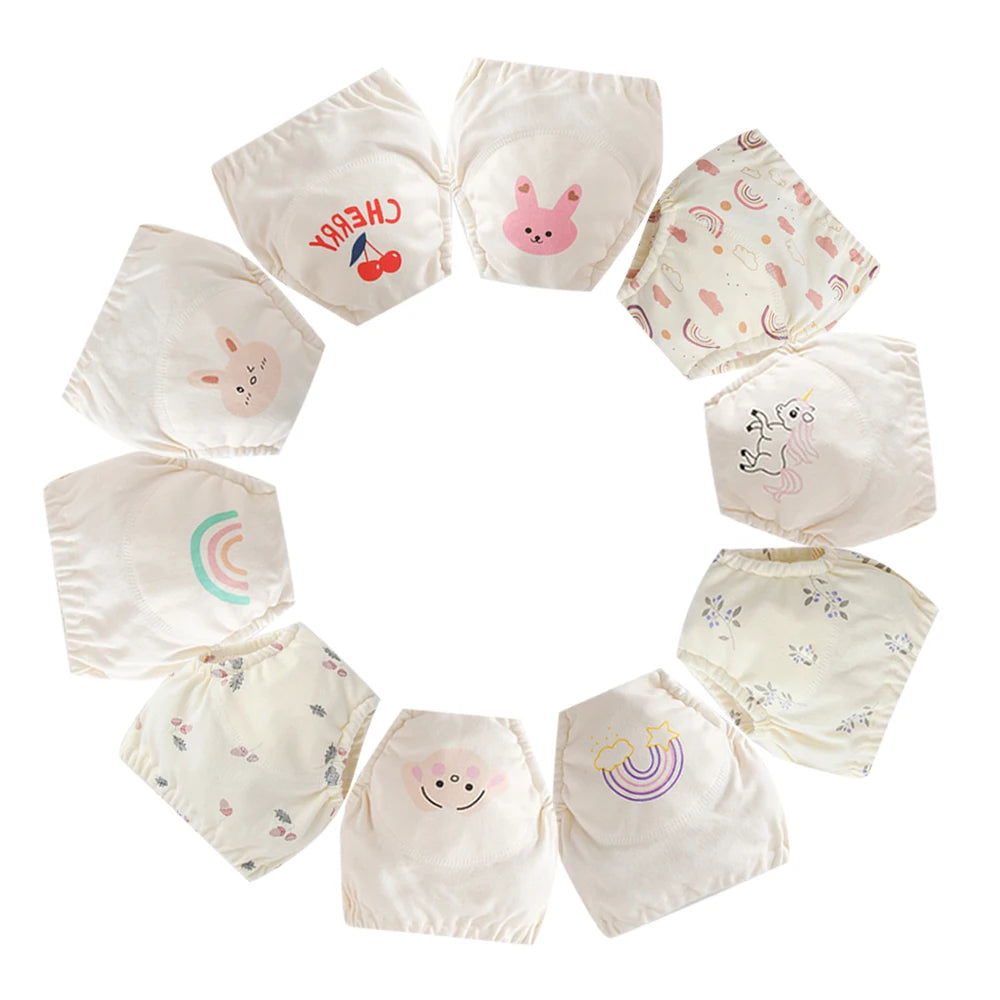 10 Pcs Reusable Baby Training Pants Washable Kids Cloth Diaper Nappies Changing Underwear Infant Toddler Potty Training Panties