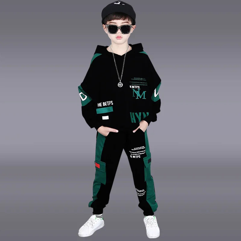 Teen Boy Sets 2025 New Children Spring Fashion Suit New Boys Clothing Set Kids Letter Hoodies+Sports Pants 2 Pcs Outfits