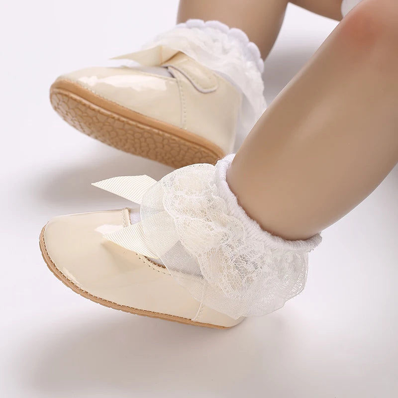 Baby Girl Shoes Bow Flats Toddler Sandals Non-slip Soft Sole Newborn Formal First Walkers Christening