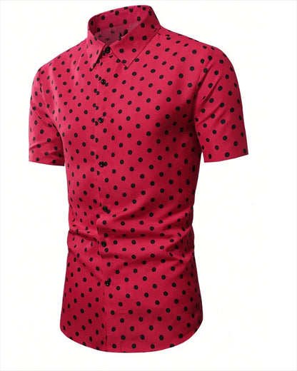 Men's shirt Summer beach shirt black and white short-sleeved polka dot lapel holiday wear fashion casual comfortable clothing to