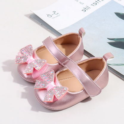 Baby Girls Shoes PU Toddler Princess Dress Shoes For Girls With Bowknot Flat Non-Slip Rubber Soles Spring Summse Infant Shoes