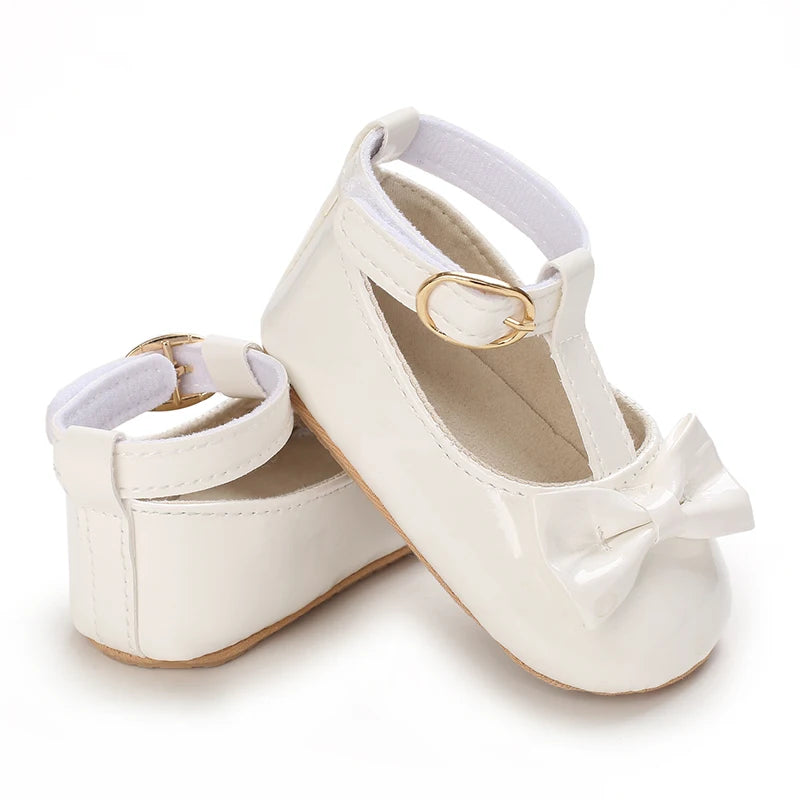 Girls' Princess Shoes Red Shoes Butterfly Bow Shiny Surface Walking Shoes Ladies' Baby Shoes Baby Shoes For Going Out Low