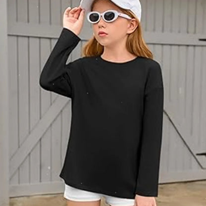 Girls Boys Long Sleeve T-Shirts Casual Kids Pure Cotton O-neck Solid Tee Tops Spring Blouse T Shirt for Teens Girl Clothes 3-14Y