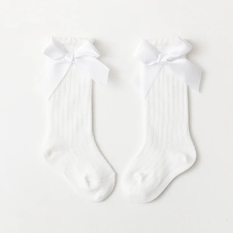 Baby Girl Accessories Infant Socks Spring Autumn New Big Bow Cotton Socks Kids Children Knee High Stocking Toddler Boy Clothes