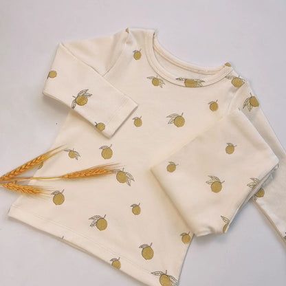 Baby Pajamas Casual Home Clothes Children's Clothing Cherry Lemon Flowers Pajama Baby Infant Autumn Spring Winter 2022