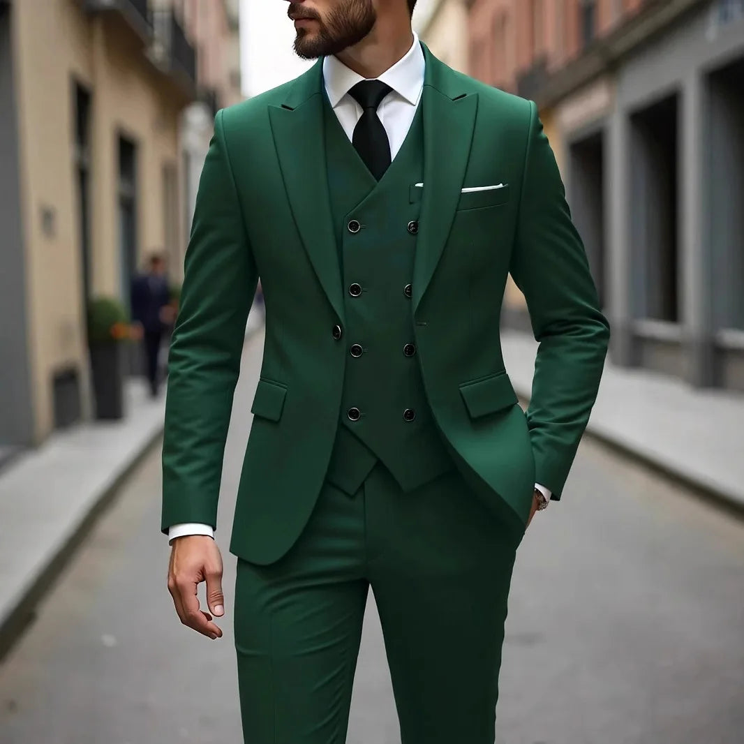 Men's Three-Piece White Suit, Anti-Wrinkle, No-Iron, Anti-Stick Fur Business Formal Suit, Four-Season Workplace Work Clothing Dr