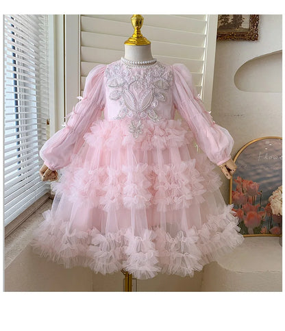 Baby Girls Clothing 2025 Autumn and Winter New Item Beautiful Dress Solid Color Pretty for Little Girls