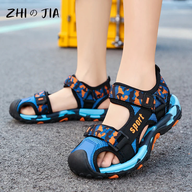 Children's Summer New Sandals Boys Fashion Camouflage Mountaineering Anti slip Sandals Outdoor Leisure Sports Slippers 28-40