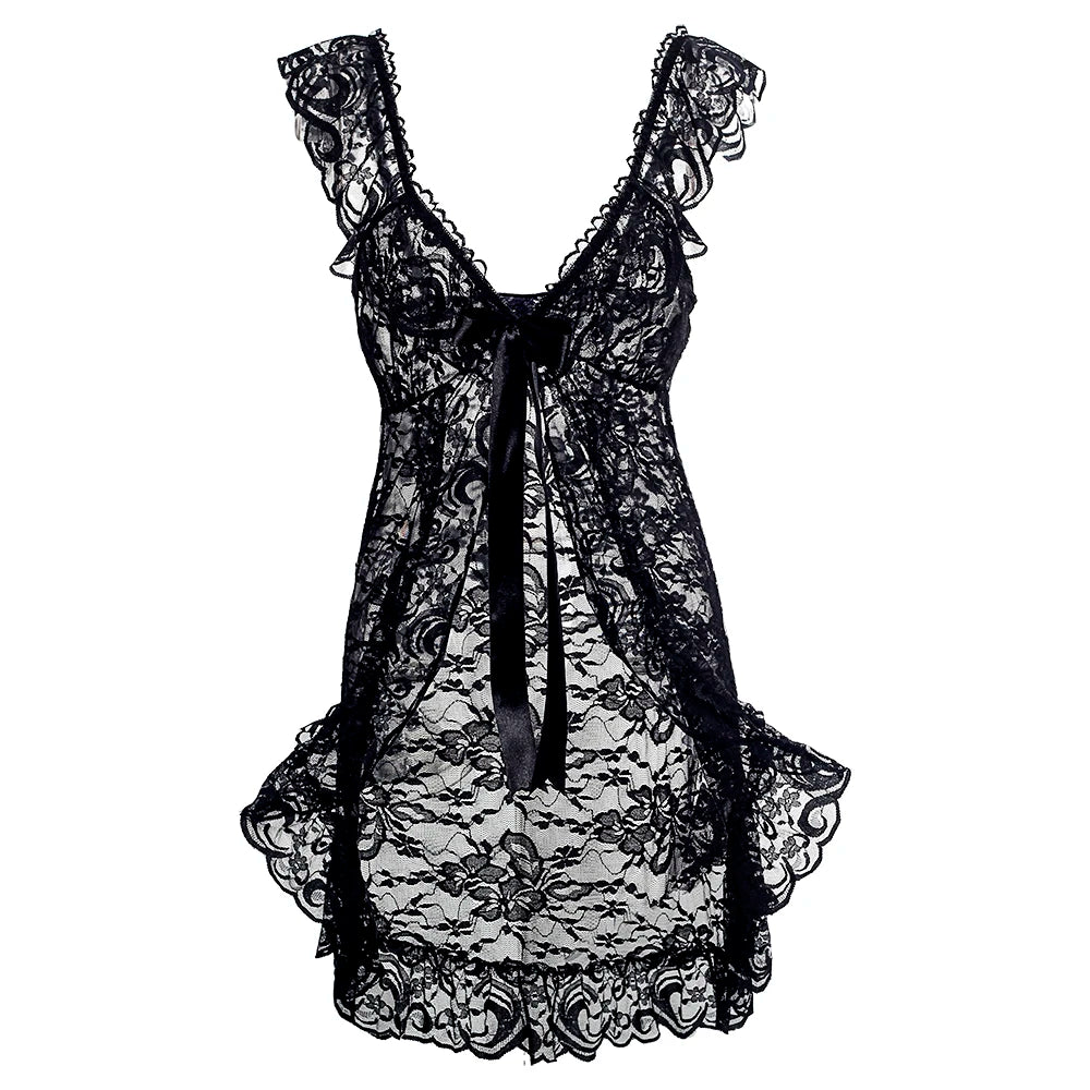 2026 New Women Lingerie Sexy Halter Hollow Out Night Gown Sexy Lingerie Porno Costume Transparent Sexy Underwear Women Nightwear