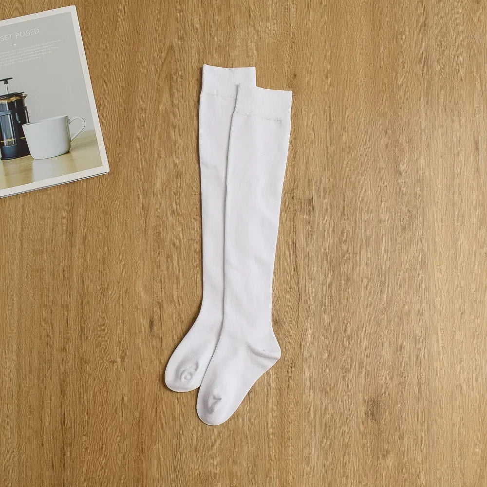 Kids Girls Children High Cotton Socks Black Casual Fashion Overknee Tights for School Stretch Kids Long Socks for Spring Autumn