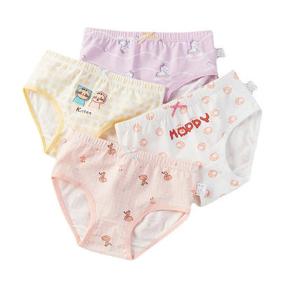 Girls Briefs Fine Cotton Underwear Cute Prints Panties Kids Breathable Soft Healthy Underpants Girls Boxer 4pcs/Lot Size 3-10T