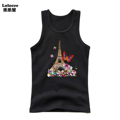 Girls Perfume Floral Singlet Cotton Underwear Summer Children Pink Tank Tops Toddler Kids Sleeveless T-shirt