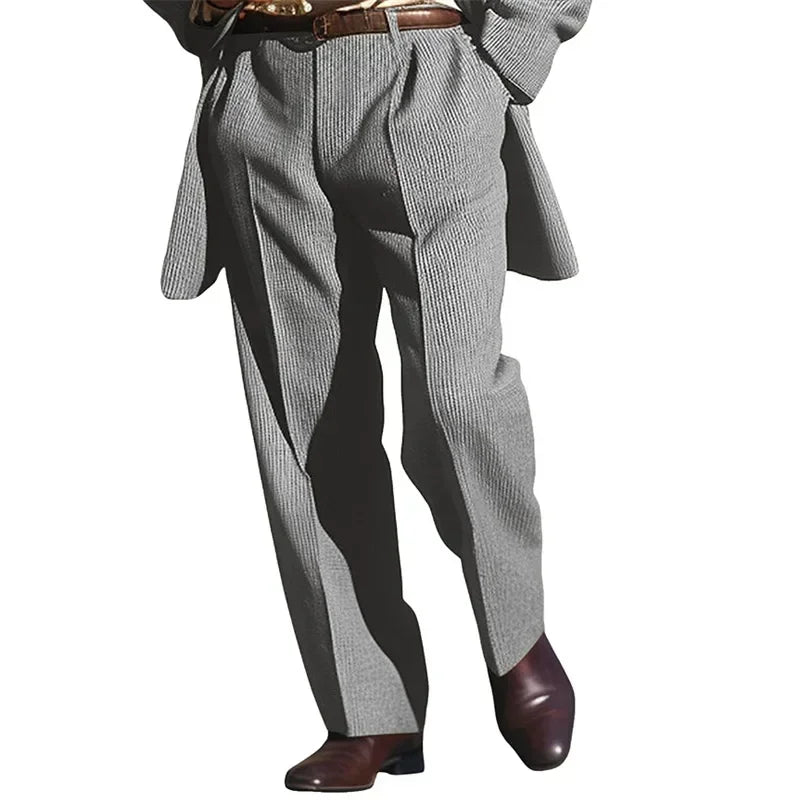 High-grade Men's Knitted Suit Pants Business Casual Loose Straight Dress Pants Fashion Streetwear Male Leisure Vacation Trousers