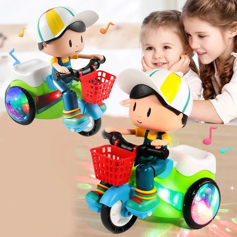Big Head Boy Three-Wheel Toy Car Stunt Rotation with Colorful Sound And Light Baby's Favorite Holiday Gift for Kids
