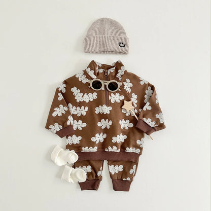 Baby Boys Clothing Sets Children Cloud Print Zipper Sweatshirt Kids Clothes Girls Cotton Long Sleeve Pullover Tops+Pant Suits