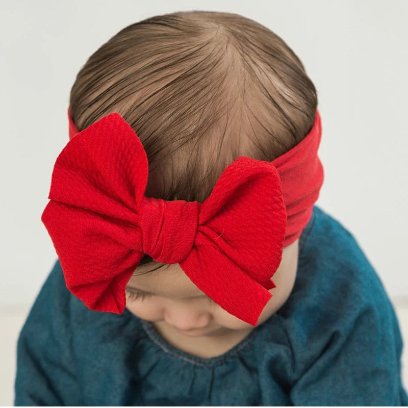 New Baby Accessories Infant Baby Girl Cute Bow Headband Newborn Solid Headwear Headdress Nylon Elastic Hair Band Gifts Props