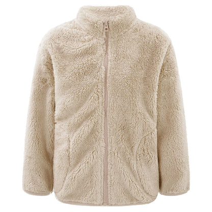 Girls Boys Warm Fleece Jacket Coat Full-Zip Turtleneck Tops with Pocket Fall Winter Outerwear for 2 Years-12 Years