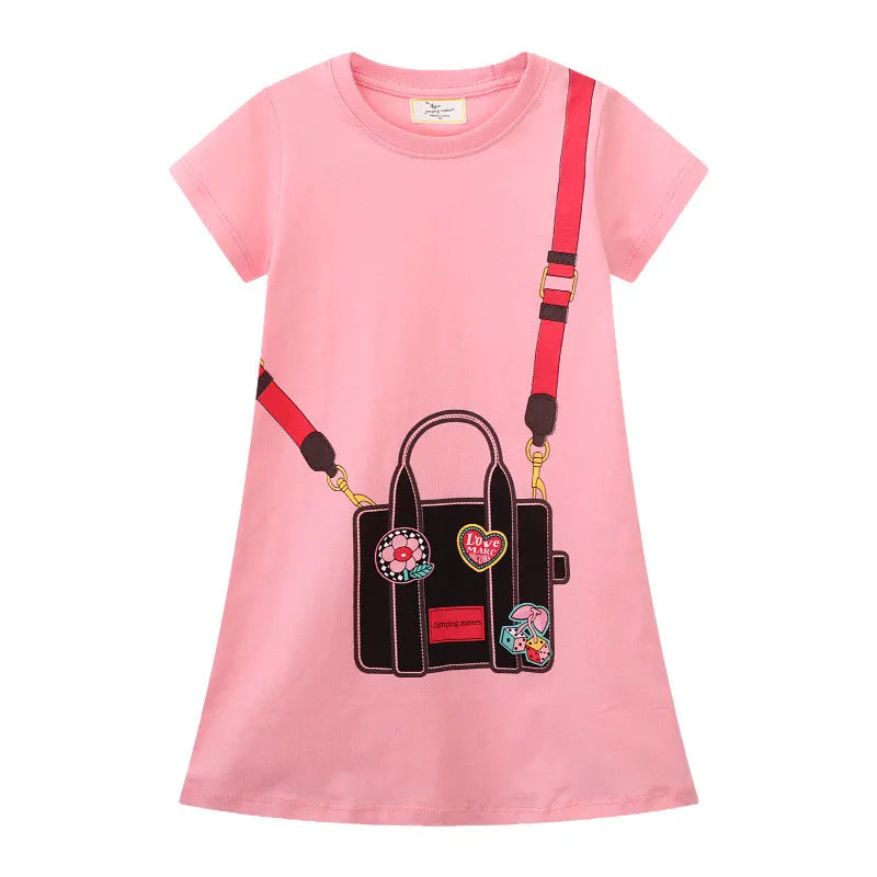 Bag Printed Sleeveless Dress for Girls 2-7T Toddler Party Frock Children's Lovely Baby Dresses Kids Wear