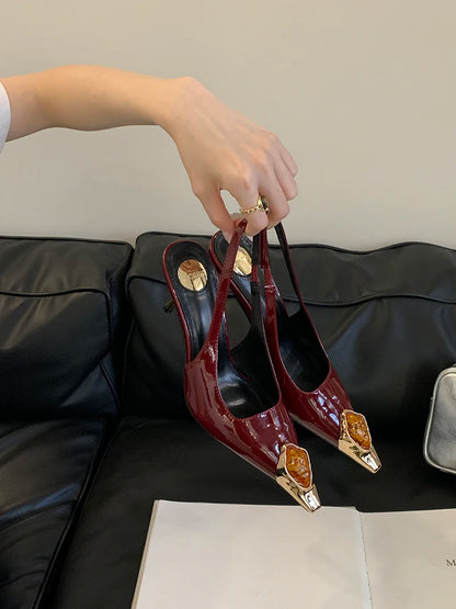 Sexy Women's High Heels Mules 2025 New Fashion Pointed Dress Women's Shoes Open Heel Party High Heels Striptease Sandals Women