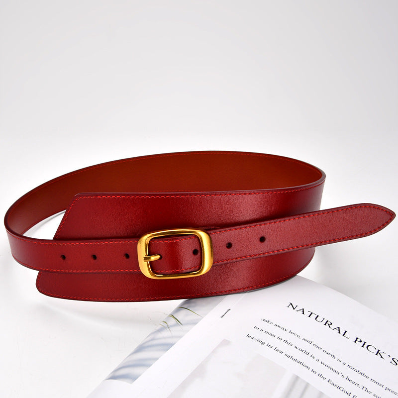 Fashion Belts for Women Leather Waistbands Gold Square Pin Buckle Cummerbunds HOT Body Corset Cummerbund Female Wide Soft Belt