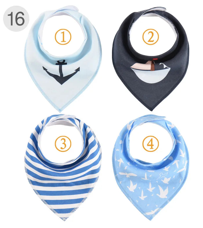 4 Pieces New Baby Bibs For Boy&Girl Burp Cloths Bandana Bibs Baby Bandana Infant Waterproof Dribble Bib Towels