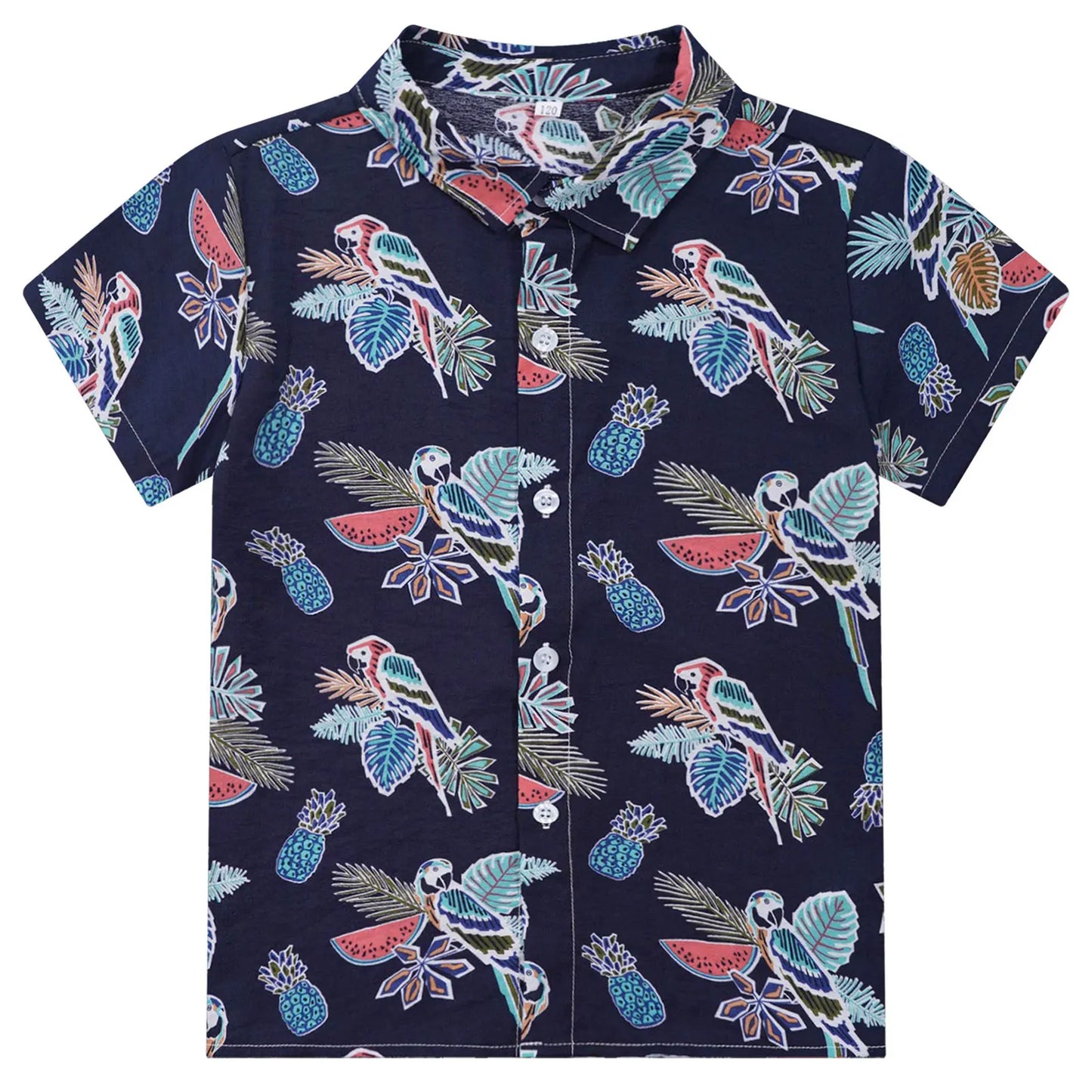 Kids Boys Hawaiian Shirts Tropical Graphic Print Short Sleeve Shirt Casual Turn-Down Collar Tee Tops for Vacation Beach Holiday