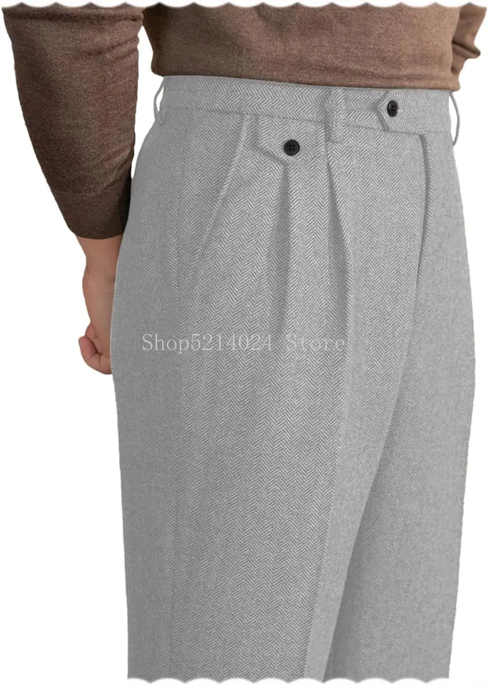 Mens Pants Tweed Herringbone Vintage Dress Pant Trousers Regular Fit Suit Pants for Men