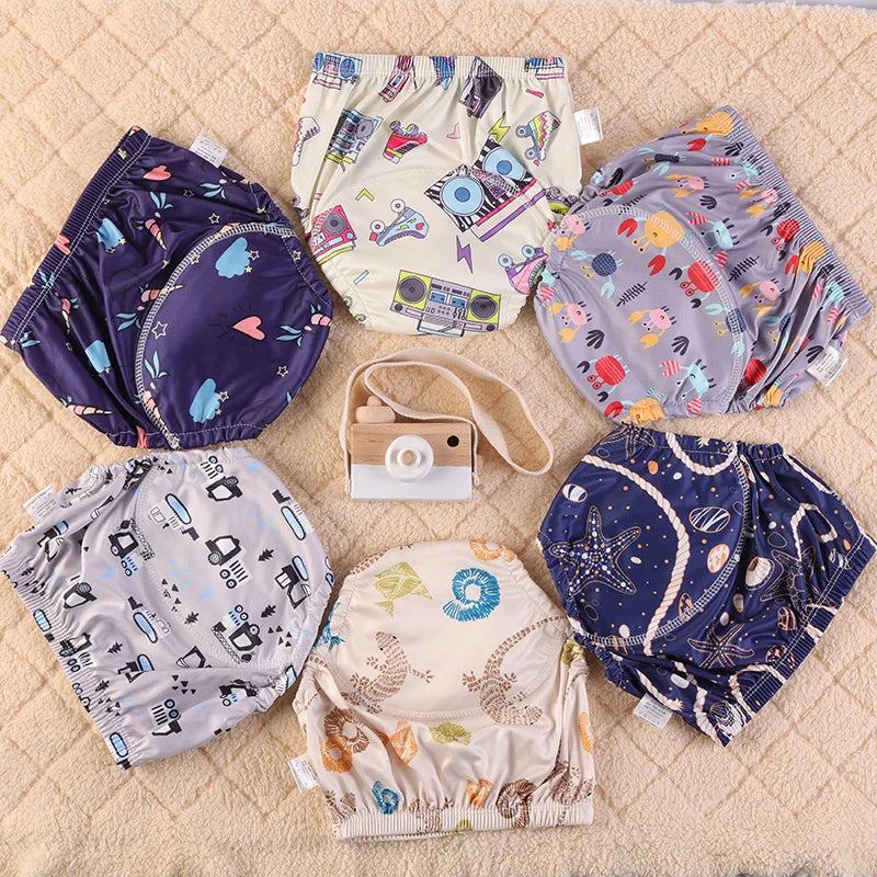 10 Pcs Reusable Baby Training Pants Washable Kids Cloth Diaper Nappies Changing Underwear Infant Toddler Potty Training Panties