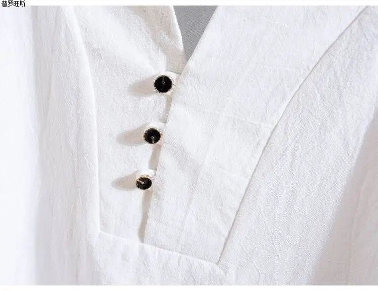 Chinese Style Summer Linen Suit Two-piece Set Men's Cotton Linen Short-sleeved T-shirt Loose Casual Pants