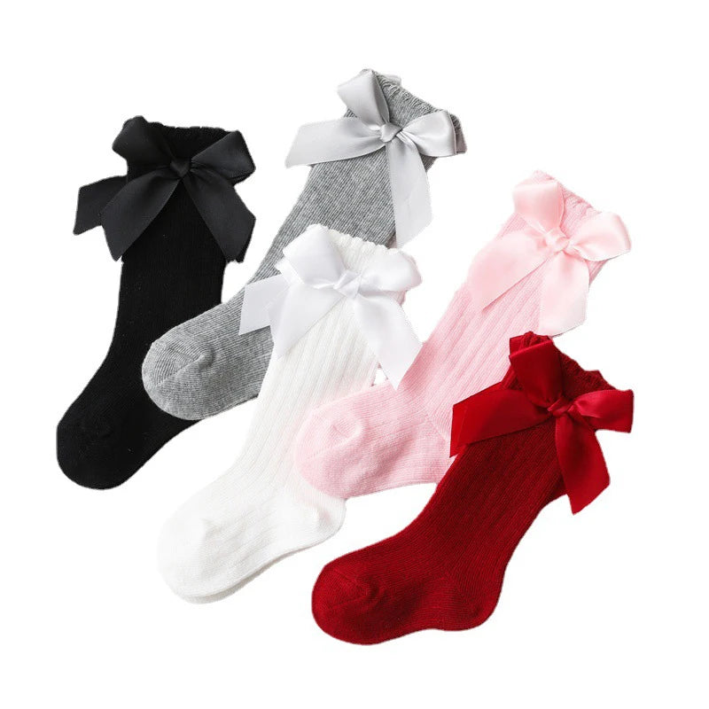 Baby Girl Accessories Infant Socks Spring Autumn New Big Bow Cotton Socks Kids Children Knee High Stocking Toddler Boy Clothes