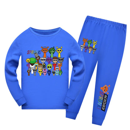 Sprunki Cartoon Pajama Sets Autumn Children Game Incredibox Pyjamas Girls Boy Cotton Sleepwear Baby Underwear Set Kids Clothes