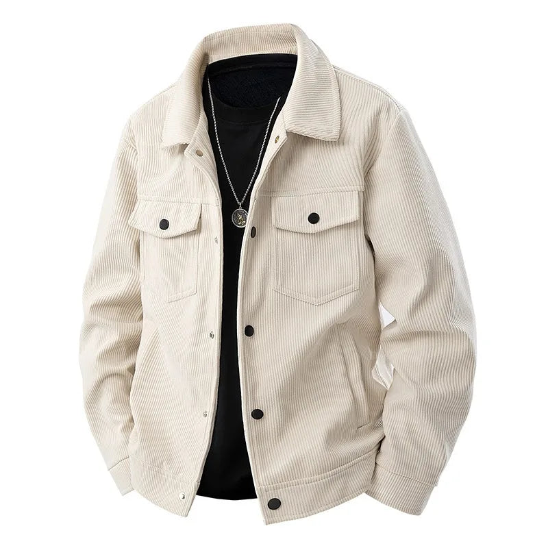 Men Coat Spring Autumn American Retro Turn Down Collar Male Jacket Loose Single-breasted Pocket Daily Versatile Man Outerwear