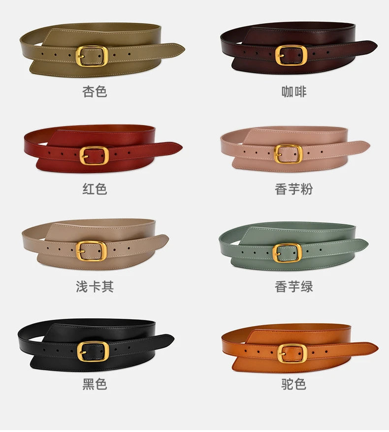 Fashion Belts for Women Leather Waistbands Gold Square Pin Buckle Cummerbunds HOT Body Corset Cummerbund Female Wide Soft Belt