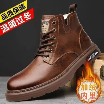 Men's shoes 2025 new autumn and winter men's boots youth high top casual men's shoes trend British style big yellow boots