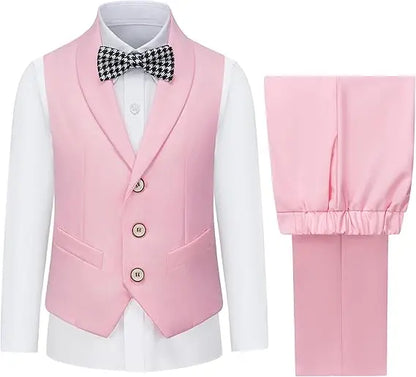 Boys Vest and Pants Set with Tie Formal Dress Suit Teen Boy Wedding Communion Outfit Kids Piano Host Performance Costume